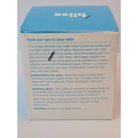 Bliss Multi-face-eted All-In-One Anti-Aging Clay Mask 10% Glycolic Acid 2.3 oz - Picture 2 of 4